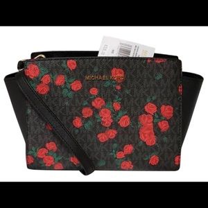 MK Selma medium rose print messenger bag
